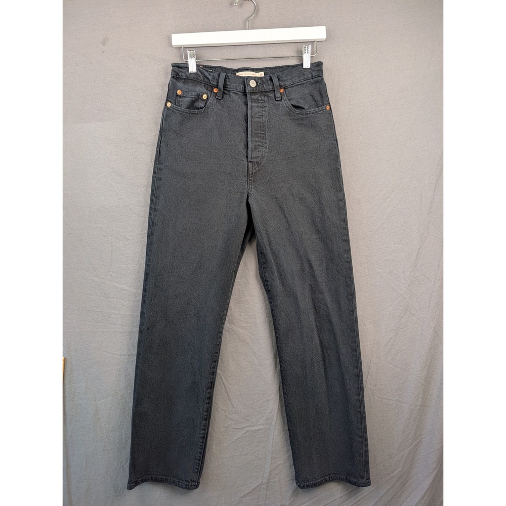 Levis Ribcage Straight Ankle Jeans W28 L29 Black High‎ Rise